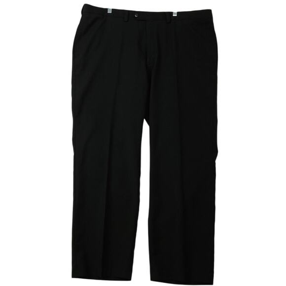 Haggar Flat Front Slacks Black, Comfort Adjustible Waist 42 X 30 - Picture 1 of 5